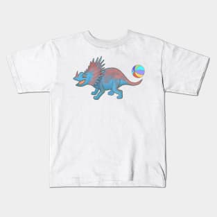 Blue Dinosaur Playing with a Beach Ball Kids T-Shirt